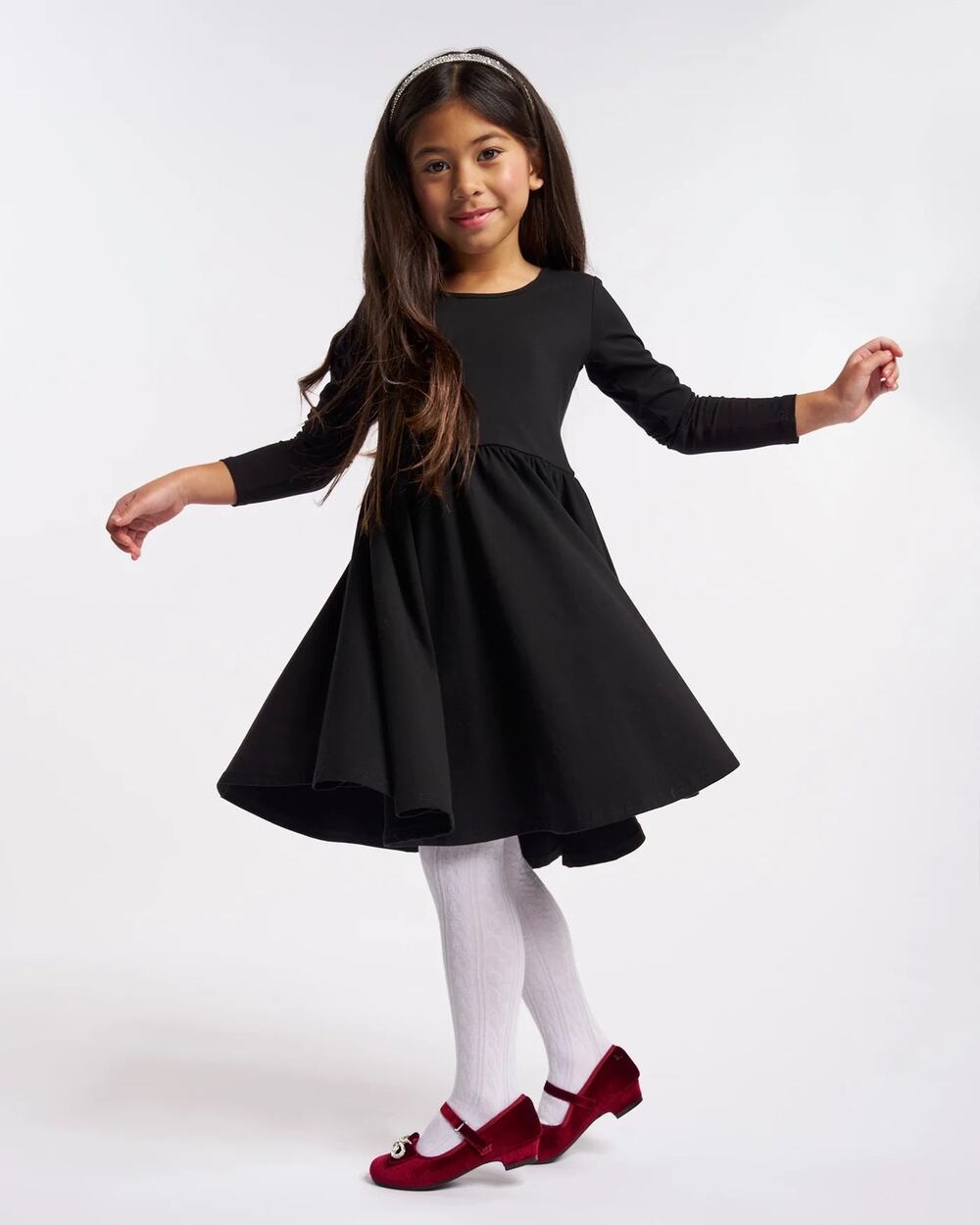 Stelle Girls Black A-Line Twirly Dress - Size 7